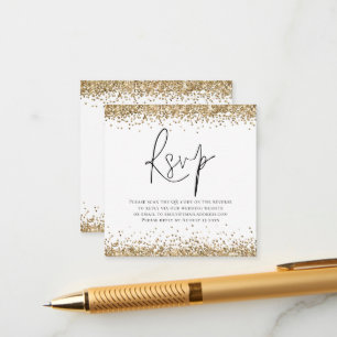 Elegant QR-kod Guld Glitter Bröllop OSA Tilläggskort