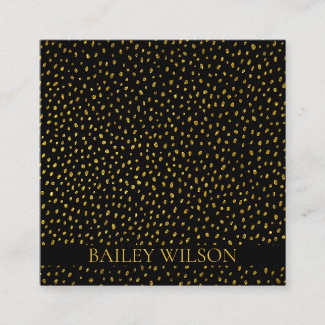 Elegant QR-kod gyllene punkter mönster modern Fyrkantigt Visitkort (Framsida)