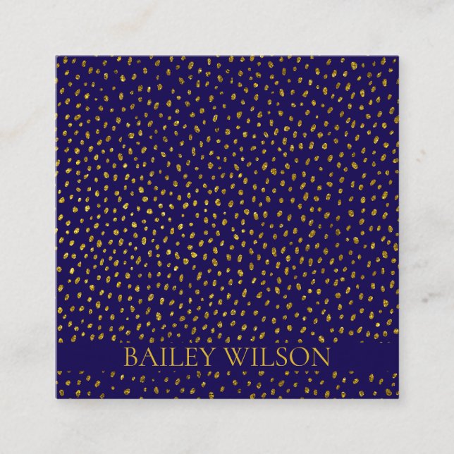 Elegant QR-kod gyllene punkter mönster modern Fyrkantigt Visitkort (Framsida)