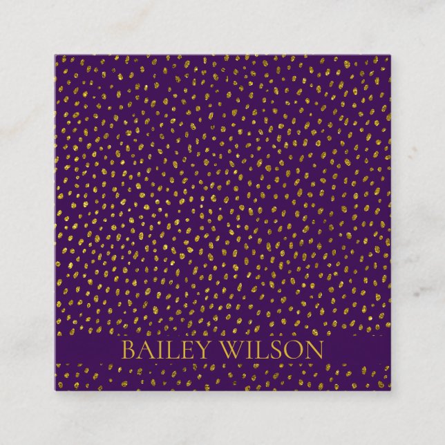 Elegant QR-kod gyllene punkter mönster modern Fyrkantigt Visitkort (Framsida)