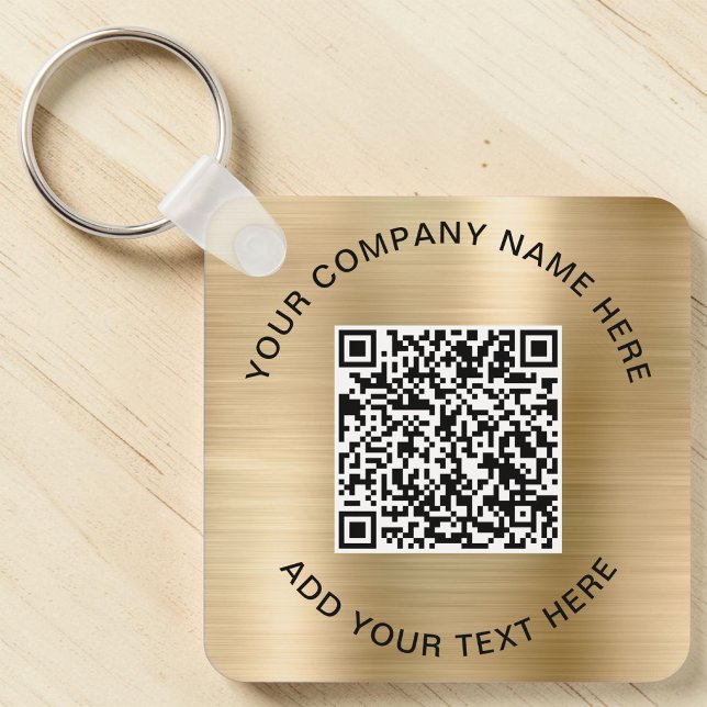 Elegant QR-kod Kampanj Guld Nyckelring (Elegant QR Code Promotional Gold Keychain)