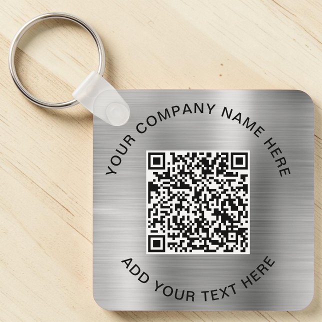 Elegant QR-kod Kampanj Silver Nyckelring (Elegant QR Code Promotional Silver Keychain)