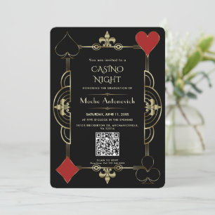 Elegant QR-kod Las Vegas Casino Night Studenten Inbjudningar