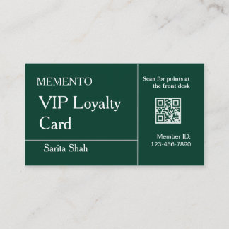 Elegant QR-kod lojalitetskort i smaragdgrön mint Visitkort