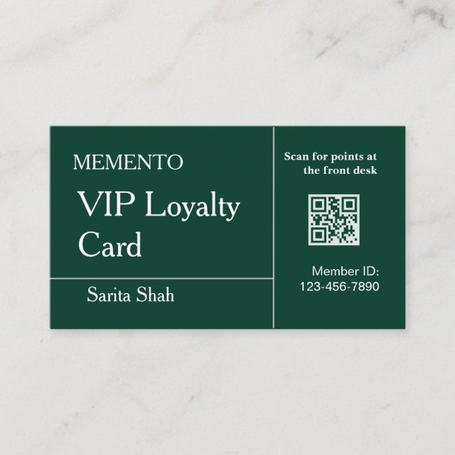Elegant QR-kod lojalitetskort i smaragdgrön mint  Visitkort (Framsida)