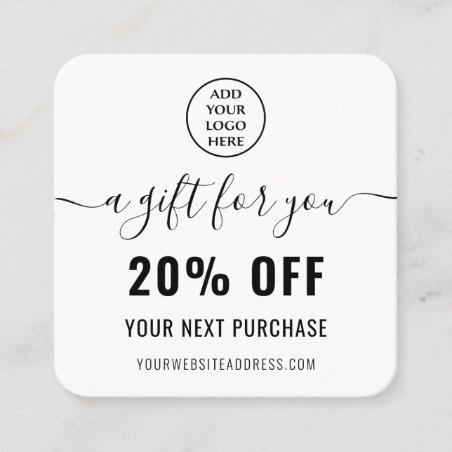 Elegant QR-kod Loyalty Business Logotyp Black Whit Rabattkort (Framsida)