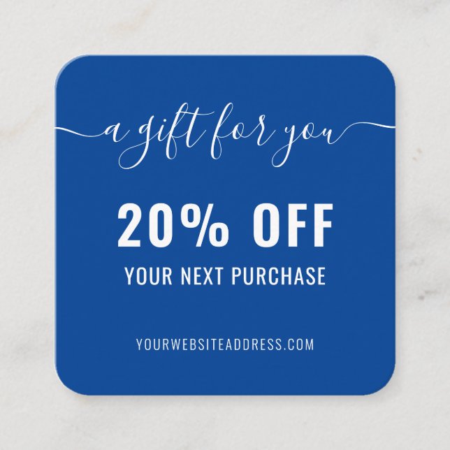 Elegant QR-kod Loyalty Business Promo Blue White Rabattkort (Framsida)