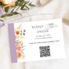 Elegant QR-kod OSA Peach och Lavender Bröllop Tilläggskort
