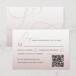 Elegant QR-kod Rosa Enkel RSVP Bröllop OSA Kort