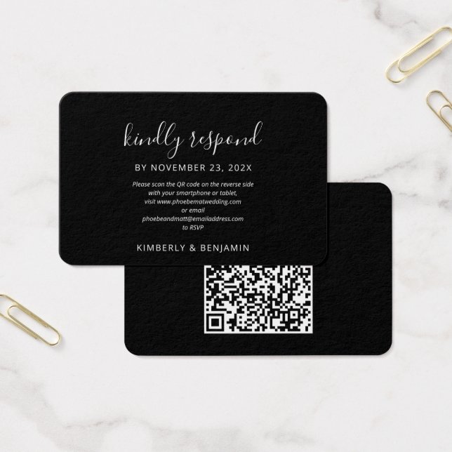 Elegant QR-kod Webbplats Bröllop RSVP Visitkort (Kontor)