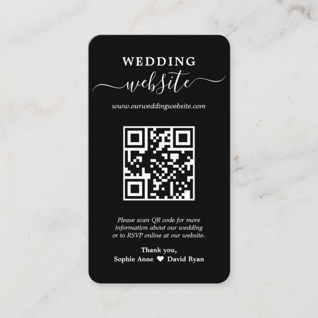 Elegant QR-kodfotowebbplats för Bröllop Visitkort (Framsida)