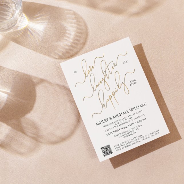 Elegant QR-kodskript som tur är efter Party Inbjudningar (United in Love! Now, Let's Share Laughter and Happily Ever After. Join Our Celebration! 💕🎉)