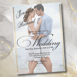 Elegant QR OSA Foto Modern Bröllop Inbjudningar