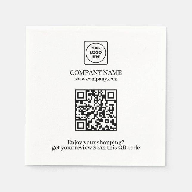 Elegant QR-recensionsutskrift för kundfeedback  Pappersservett (Framsidan)
