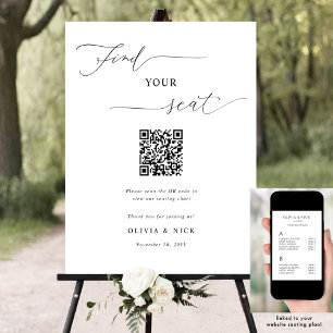 Elegant QR-skylt över sätesplan för Bröllop Poster