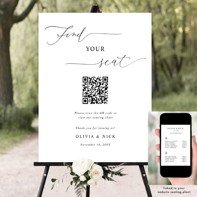 Elegant QR-skylt över sätesplan för Bröllop Poster (Skapare uppladdad)