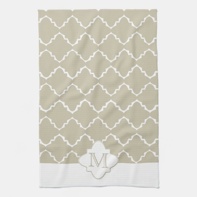 Elegant Quatrefoil Mönster - Latte White Kökshandduk (Vertikal)