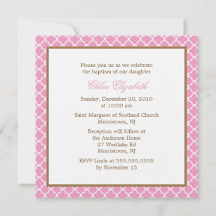 Elegant Quatrefoil Mönster {rosa} Inbjudningar
