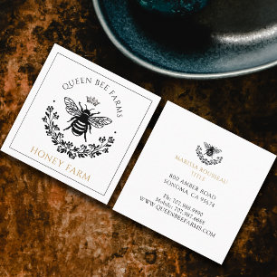 Elegant Queen Bee Black White Guld Business Fyrkantigt Visitkort
