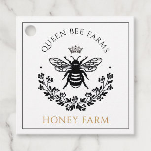 Elegant Queen Bee Black White Guld Business Gåvor Etiketter