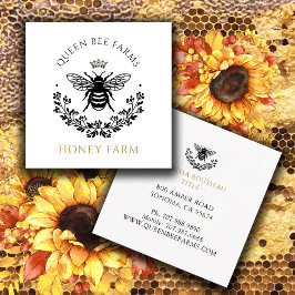 Elegant Queen Bee Black White Guld Business Squa Fyrkantigt Visitkort