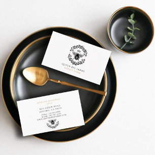 Elegant Queen Honung Bee Black White Guld Visitkort