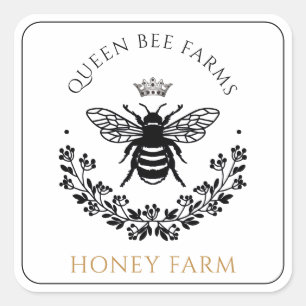 Elegant Queen Honungsbee-produktetiketter Fyrkantigt Klistermärke
