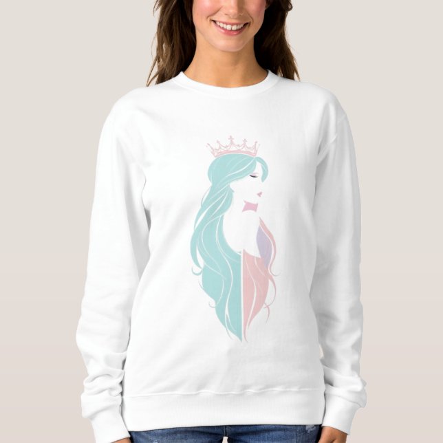 "Elegant Queen with Krona" Pastelldesign T Shirt (Framsida)