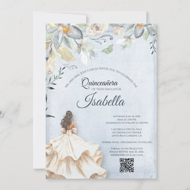 Elegant Quinceanera 15th Birthday Invitation Inbjudningar (Framsida)