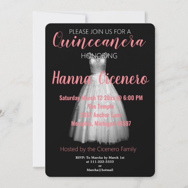 Elegant Quinceanera-adress Julkort (Framsida)