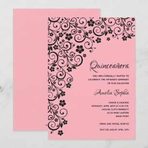 Elegant Quinceañera Black and Rosa Investigations