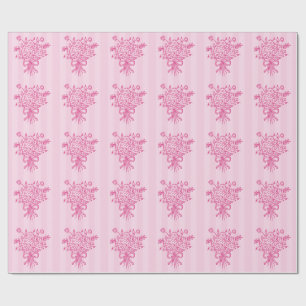 Elegant Quinceañera Blommig Bukett   Rosa & Vit  Presentpapper