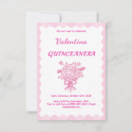 Elegant Quinceañera Blommigt Bouquet | Rosa och vi OSA Kort