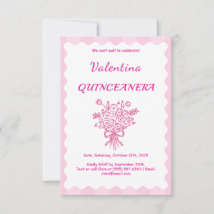Elegant Quinceañera Blommigt Bouquet Rosa och vi OSA Kort