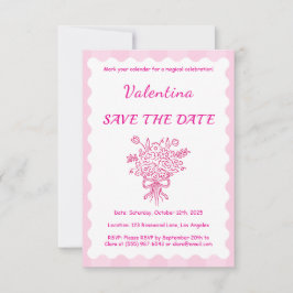 Elegant Quinceañera Blommigt Bouquet | Rosa och vi Spara Datumet