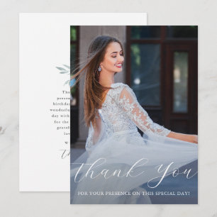 Elegant Quinceanera Blommigt Script Tack Photo Inbjudningar