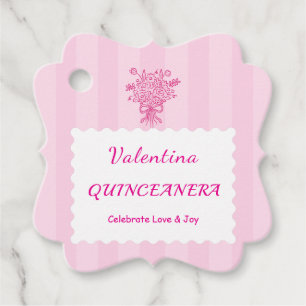 Elegant Quinceañera Blomsterbukett Rosa & Vit Gåvor Etiketter