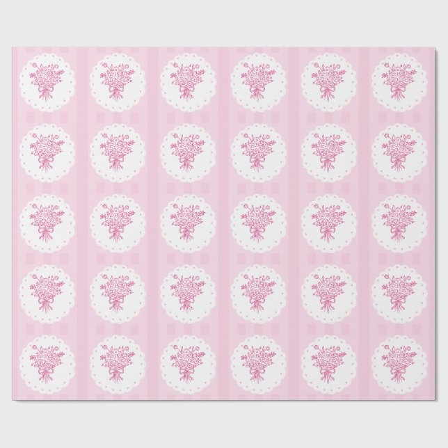 Elegant Quinceañera Blomsterbukett | Rosa & Vit  Presentpapper (Platt)