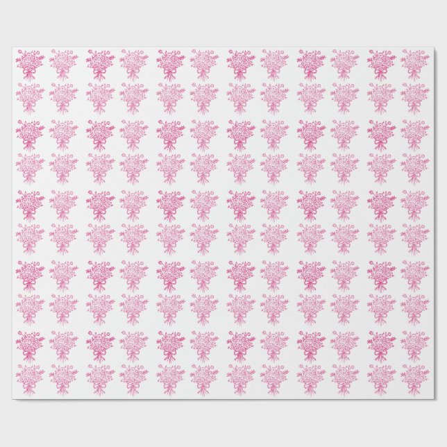 Elegant Quinceañera Blomsterbukett | Rosa & Vit  Presentpapper (Platt)
