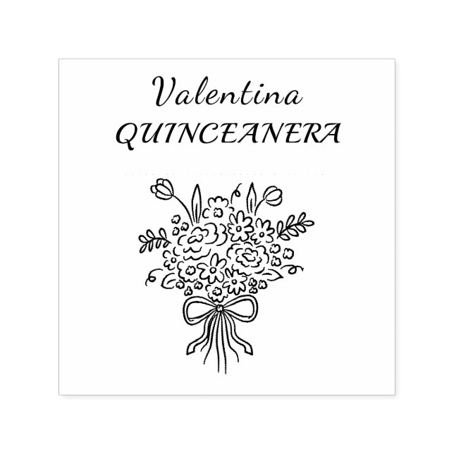 Elegant Quinceañera Blomsterbukett | Rosa & Vit  Självfärgande Stämpel (Design)