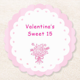Elegant Quinceañera Blomsterbukett Rosa & Vit Underlägg Papper