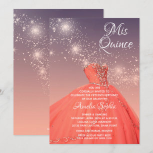 Elegant Quinceañera Gown Stars-inbjudningar