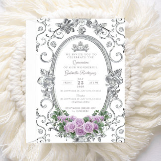 Elegant Quinceañera-inbjudan Blommig Lila Z4 Inbjudningar