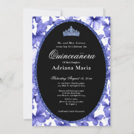 Elegant Quinceanera Invitation Blue Butterflies Inbjudningar