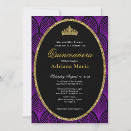 Elegant Quinceanera Invitation Purple Art Deco Inbjudningar
