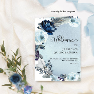 Elegant Quinceañera Light Blue Foil Program