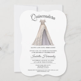Elegant Quinceanera Mis Quince Glitter Gown Party Inbjudningar