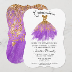 Elegant Quinceanera Mis Quince Orchid Glitter Inbjudningar