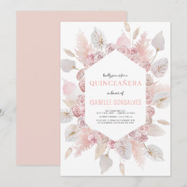 Elegant QUINCEAÑERA Modern Boho Watercolor  Inbjudningar