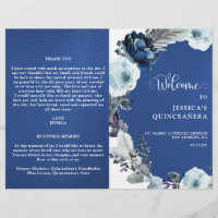 Elegant Quinceañera Navy och Royal Blue Program